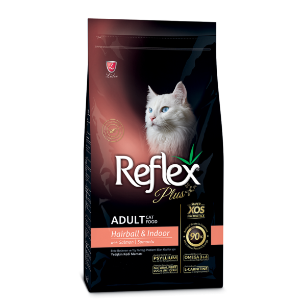 Reflex Plus (Рефлекс Плюс) Cat Indoor Hairball Salmon - Сухой корм для котов с лососем 15 кг
