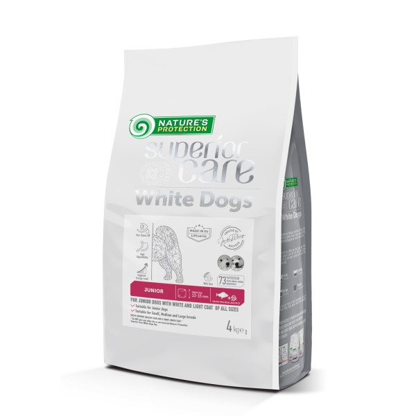 Nature`s Protection (Натур Протекшн) Superior Care White Dogs White Fish Junior All Sizes - Сухой корм для щенков с белой шерстью всех пород с белой рыбой и рисом 4 кг