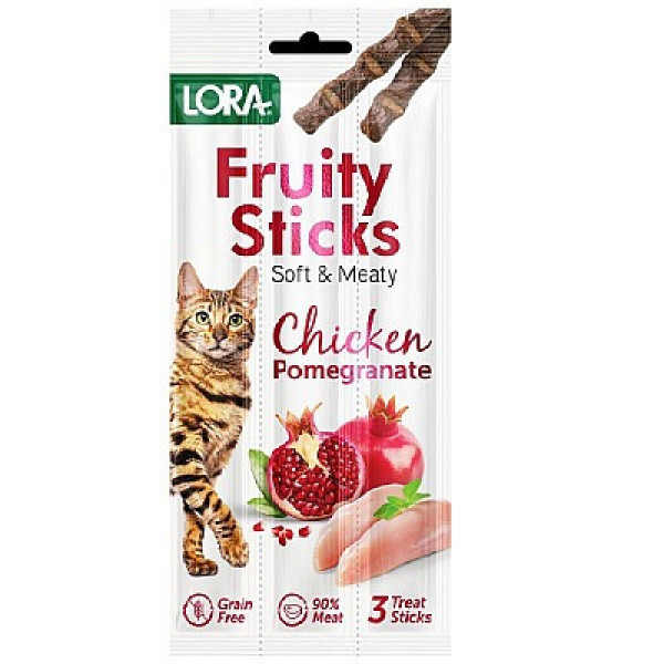 Lora (Лора) Fruity Sticks Chicken & Pomegranate - Лакомство для кошек курица и гранат 3 шт. по 5г