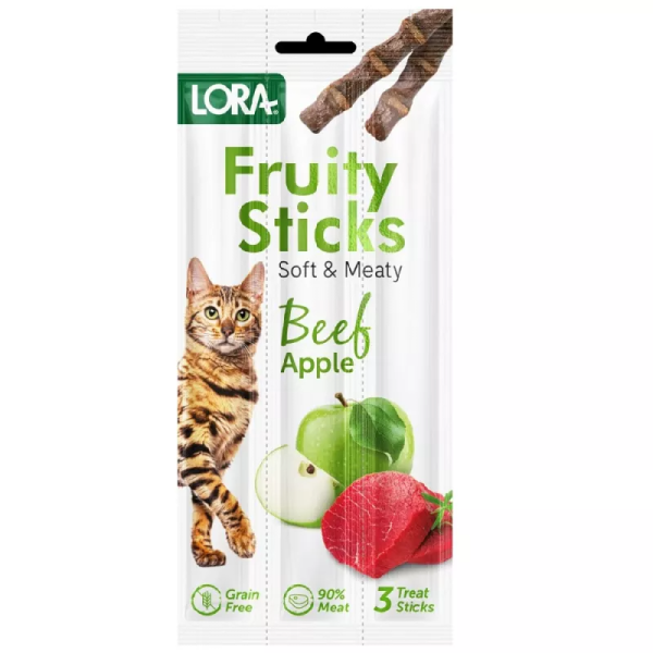 Lora (Лора) Fruity Sticks Beef & Apple - Лакомство для кошек говядина и яблоко 3 шт по 5 г