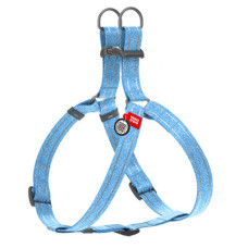 Шлея светоотражающая, пласт. фастекс, Ш 15 мм, ОГ 40-55 см, ОШ 40-55 см, голубой, S, WAUDOG Re-cotton с QR