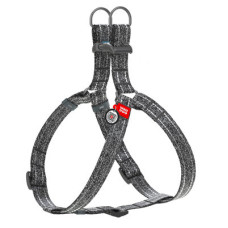 Шлея светоотражающая, пласт. фастекс, Ш 25 мм, ОГ 60-90 см, ОШ 60-90 см, серый, L, WAUDOG Re-cotton с QR