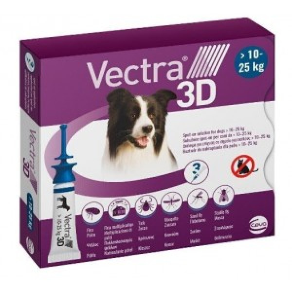 Ceva Vectra 3D - Капли для собак от 10.1 до 25 кг от блох, насекомых и иксодовых клещей 1 шт