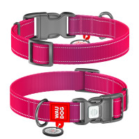 WAUDOG (ВАУДОГ) Nylon Mono ошейник для собак нейлоновый с QR паспортом светоотражающий пластиковый фастекс розовый M 28-40 см