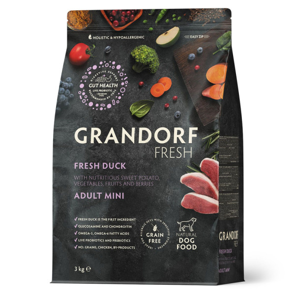 Grandorf (Грандорф) Dog Fresh Duck & Sweet Potato Adult Mini - Сухой беззерновой корм для взрослых собак малых пород с уткой и бататом 3 кг