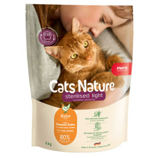 Mera (Мера) Cats Nature Grain Free Chicken Sterilised & Light Adult - Сухой беззерновой корм для взрослых стерилизованных котов для контроля веса с мясом курицы 2 кг