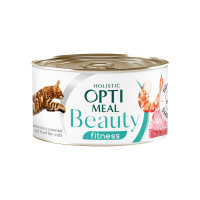 Optimeal (Оптимил) Cat Beauty Fitness - Влажный корм для кошек с полосатым тунцем и креветками в соусе для поддержания общего физического состояния 85 г