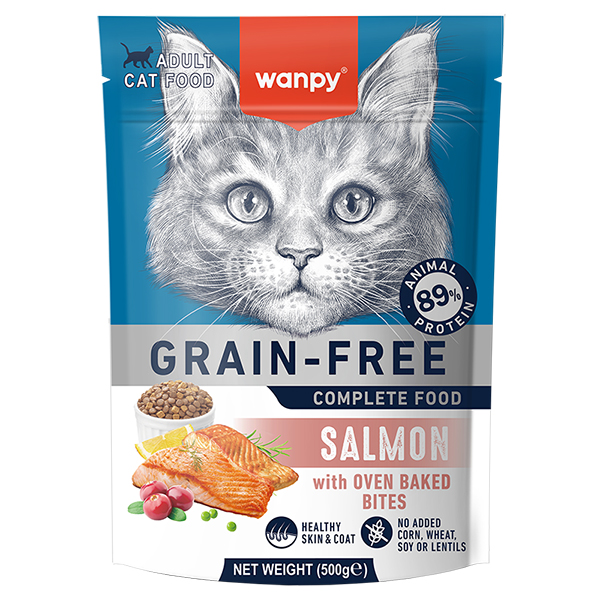 Wanpy (Ванпи) Cat Grain Free Salmon Adult - Сухой беззерновой корм для взрослых котов с мясом лосося 500 г