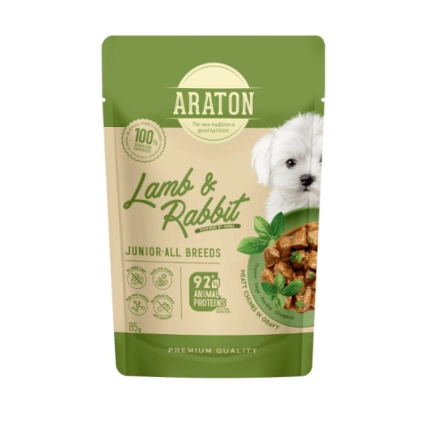 Araton (Аратон) Junior Dog All Breeds With Lamb And Rabbit - Влажный корм с ягненком и кроликом для щенков всех пород 85 г