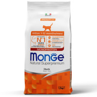 Monge (Монж) Cat Duck Monoprotein Kitten - Сухой монопротеиновый корм для котят, беременных и кормящих кошек с мясом утки 1.5 кг