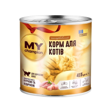 My Champion (Май Чемпіон) Slice Chicken & Turkey - Вологий корм для котів курка та індичка в соусі 415 г