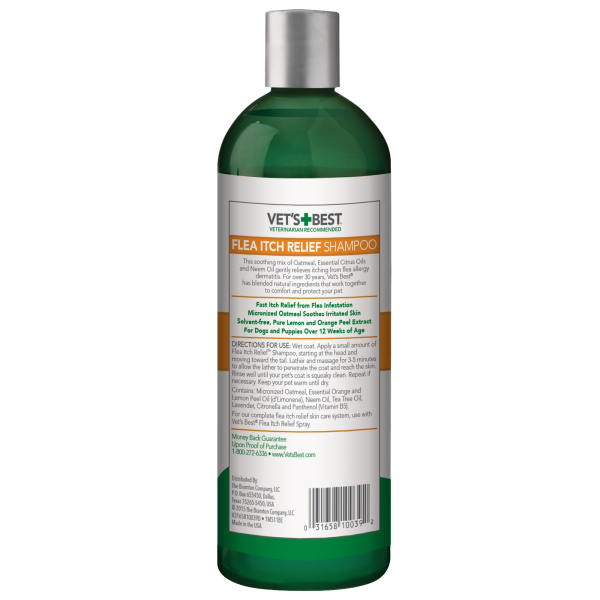 Vet's Best (Ветс Бест)  Flea Itch Relief Shampoo - Успокаивающий шампунь при укусах блох 470 мл