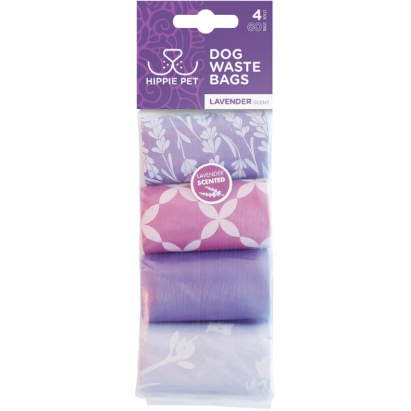 Hippie Pet Waste Bags Lavender Scented - Пакеты для уборки за животными аромат лаванды 4х15 шт