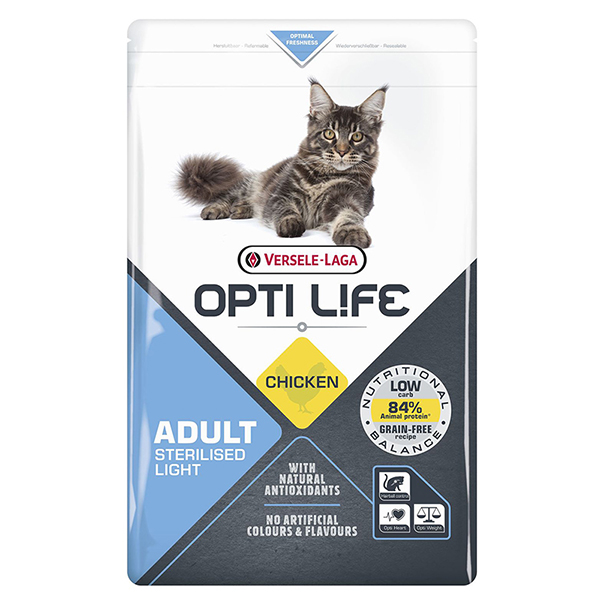 Opti Life (Опти Лайф) Sterilised Light With Chicken - Сухой корм для стерилизованных кошек с курицей 2.5 кг