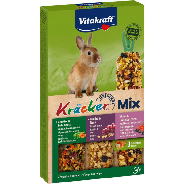 Vitakraft (Витакрафт) Kracker Cuni - Лакомство для кроликов крекер с овощами, орехами и лесными ягодами 3 шт