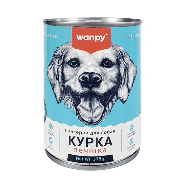 Wanpy (Ванпи) Dog Chicken&Liver - Влажный корм для собак паштет с курицей и печенью 375 г