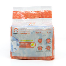 Misoko&Co (Місоко&Ко) Disposable Diapers For Male Dogs With Moisture Indicator Lemon Scent & Puppy Print - Одноразові підгузки для кобелів малих порід з індикатором вологості та ароматом лимона з зображенням цуценят S 12 шт.