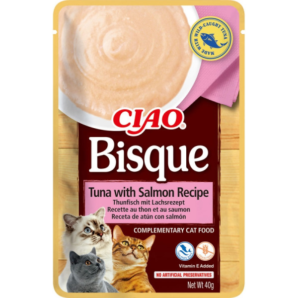 INABA (Инаба) Cat Ciao Bisque Puree With Tuna&Salmon - Лакомство для кошек пюре с тунцем и лососем 40 г