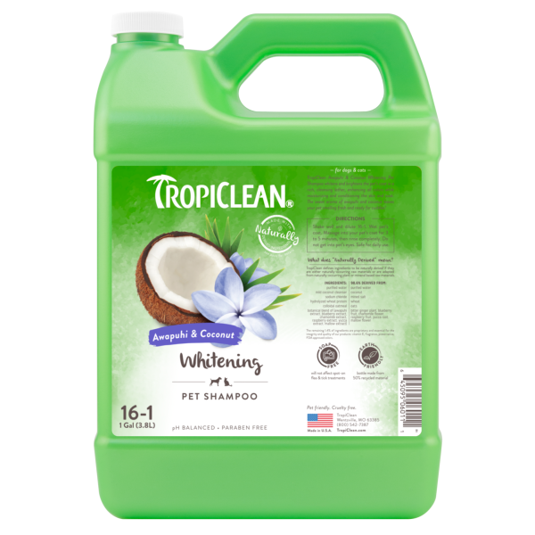 Tropical Clean - Шампунь «Имбирь и кокос» концентрат  для белой шерсти для собак и кошек 3,8 л