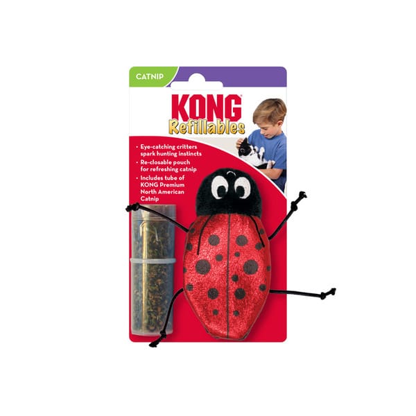 KONG (Конг) Refillables Ladybug - Игрушка для кошек божья коровка с кошачьей мятой 11.5 см