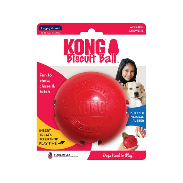 KONG (Конг) Dog Biscuit Ball - Игрушка для собак мяч с отверстием для лакомства L