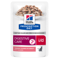 Hill`s (Хилс) Prescription Diet Cat Chicken I/D Digestive Care Adult - Влажный лечебный корм для взрослых котов уход за пищеварением с мясом лосося 85 г