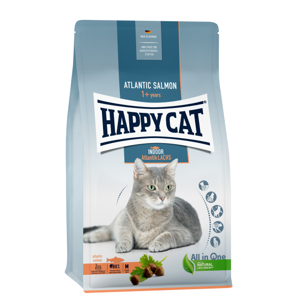 Happy Cat (Хепи Кет) Salmon Indoor Adult - Сухой корм для взрослых котов живущих в помещении с мясом лосося 4 кг