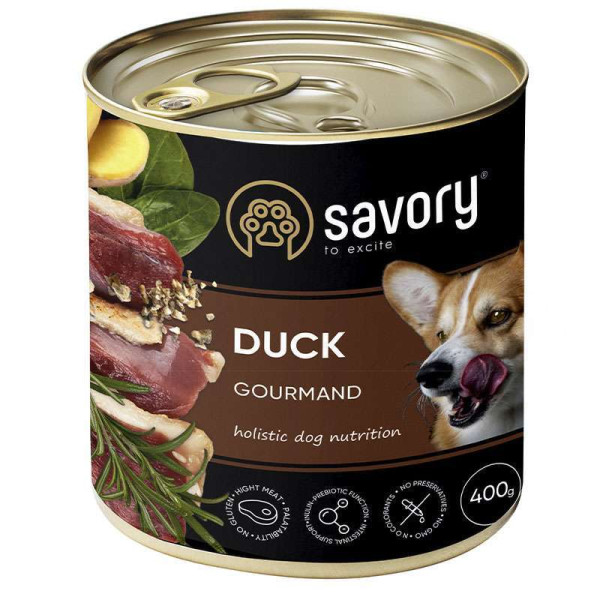 Savory (Сейвори) Dog Gourmand Duck - Влажный корм для собак с уткой 400 г