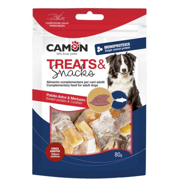 Camon (Камон) Dog Treats Dice With Sweet Potato Cod Skin - Лакомство для собак кусочки батата с кожей трески 80 г