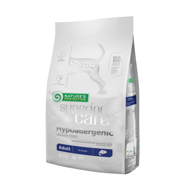 Nature’s Protection (Натур Протекшн) Superior Care Hypoallergenic Grain Free Adult All Breeds - Сухой гипоаллергенный корм для взрослых собак всех пород с лососем 1.5 кг