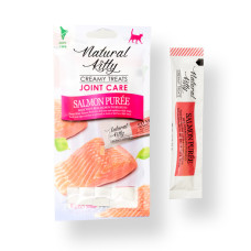 Natural Kitty (Нейчерал Кітті) Fuctional Creamy Treat Salmon Puree Joint Care - Функціональні крем-снеки догляд за суглобами для котів пюре з лосося 4х12 г