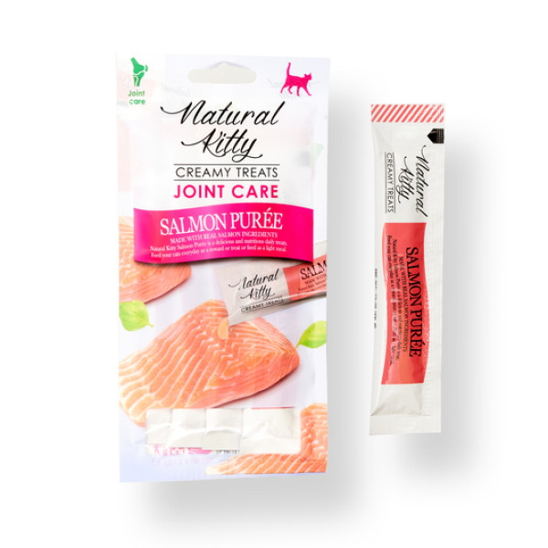 Natural Kitty (Нейчерал Китти) Fuctional Creamy Treat Salmon Puree Joint Care функциональные крем-снеки уход за суставами для кошек пюре из лосося 4х12 г