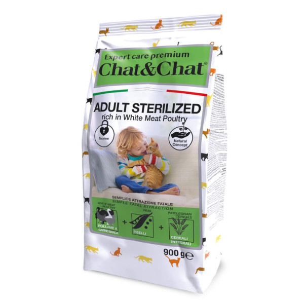 Gheda (Геда) Expert Care Premium Chat&Chat Adult Sterilized White Meat Poultry - Сухой корм для стерилизованных кошек с белым мясом птицы 900 г
