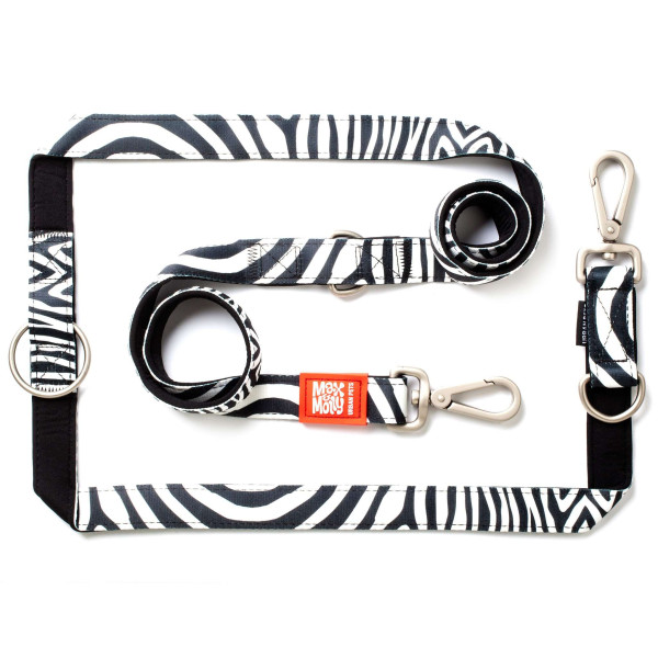 Max & Molly (Макс Молли) Multi-Function Leash Zebra M - Поводок многофункциональный для собак с принтом зебра