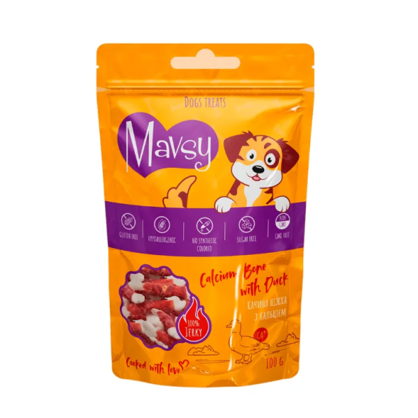 Mavsy (Мавси) Calcium Bone with Duck - Лакомство для собак, утиная ножка с кальцием 100 г