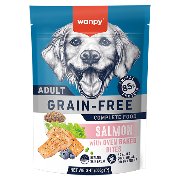 Wanpy (Ванпи) Dog Grain Free Salmon Adult All Breed - Сухой беззерновой корм для взрослых собак всех пород с мясом лосося 500 г