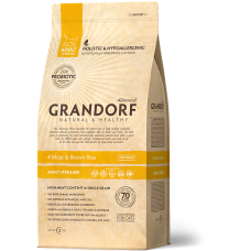 Grandorf (Грандорф) Living Probiotics 4 Meat & Brown Rice Adult Sterilized Сухий гіпоалергенний корм для стерилізованих котів з пробіотиками 4 м'яса 0.4 кг