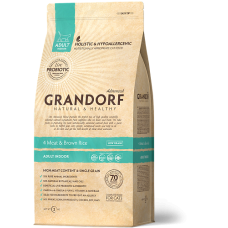 Grandorf (Грандорф) Living Probiotics 4 Meat & Brown Rice Indoor - Сухий гіпоалергенний корм для котів з пробіотиками 4 м'яса 0.4 кг