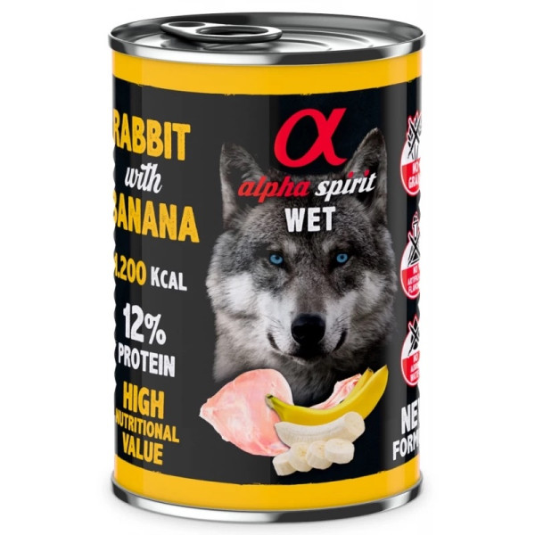 Alpha Spirit (Альфа Спирит) Rabbit With Banana - Влажный корм для собак с кроликом и бананом 400 г
