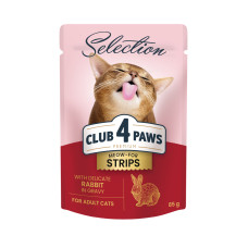 Club 4 Paws (Клуб 4 Лапи) Cat Premium Seleation Rabbit - Вологий корм для котів зі смужками кролика в соусі 85 г
