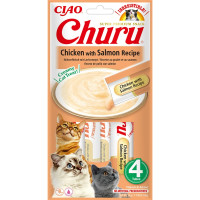 INABA (Инаба) Cat Churu Mousse With Chicken&Salmon - Лакомство для кошек сливочный мусс в стиках с курицей и лососем 56 г