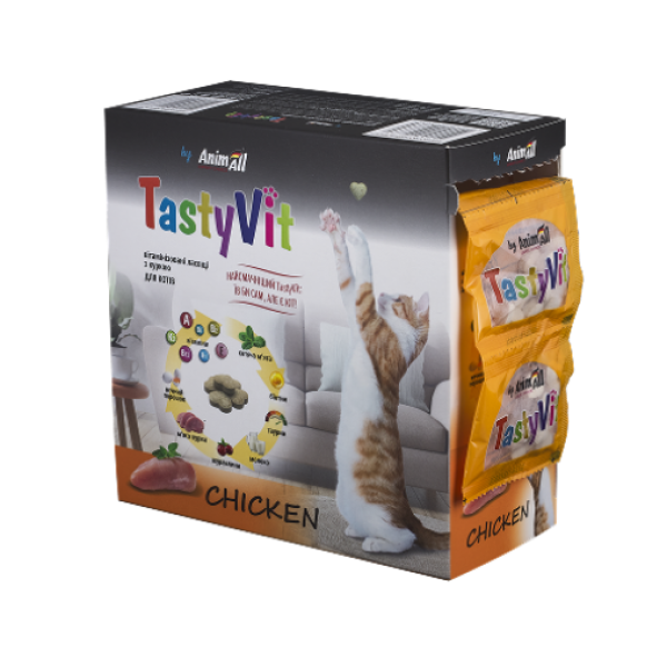 AnimAll (Энимал) TastyVit Cat Chicken - Витаминизированное лакомство для кошек с курицей 600 шт.