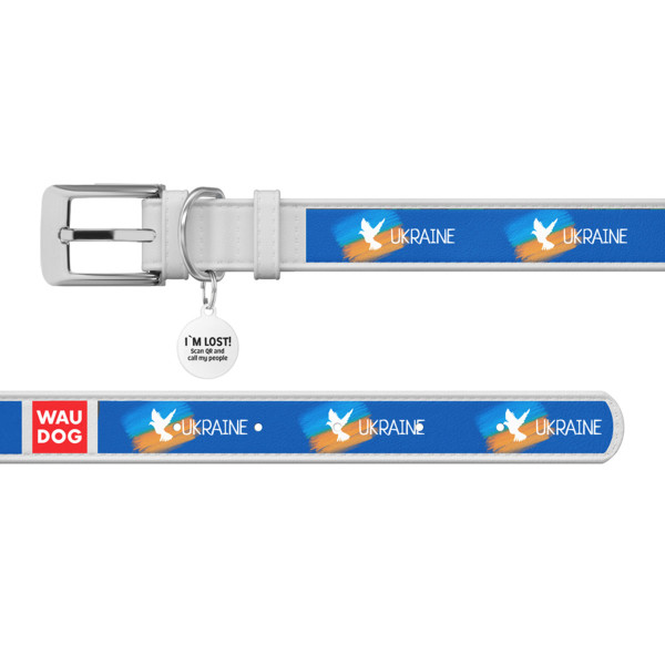 WauDog (ВауДог) Design рисунок "Пончики" - Ошейник для собак кожаный белый (Ш 15 мм, Длин 26-35 см) S