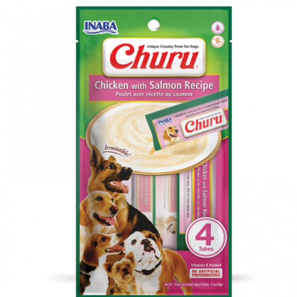 INABA (Инаба) Dog Churu Mousse With Chicken & Salmon - Лакомство для собак мусс с курицей и лососем 56 г