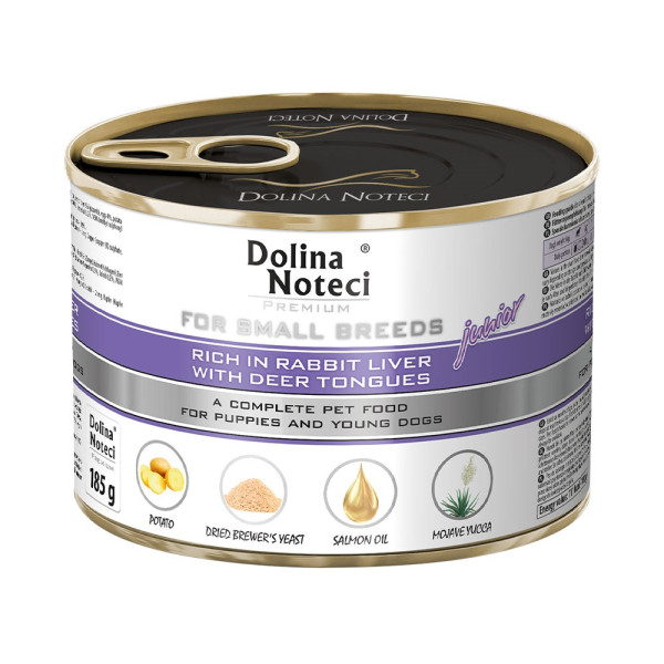 Dolina Noteci (Долина Нотецы) Dog Premium Small Breed With Liver - Влажный корм для собак мелких пород с печенью кролика и языком оленя 185 г
