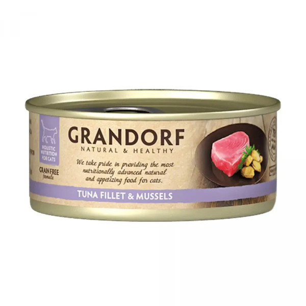 Grandorf (Грандорф) Cat Grain Free Tuna Fillet & Mussels Adult - Влажный беззерновой корм для взрослых котов с мясом тунца и мидиями 70 г