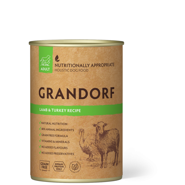Grandorf (Грандорф) Lamb & Turkeу - Консерва с ягненком и индейкой для собак 0.4 кг