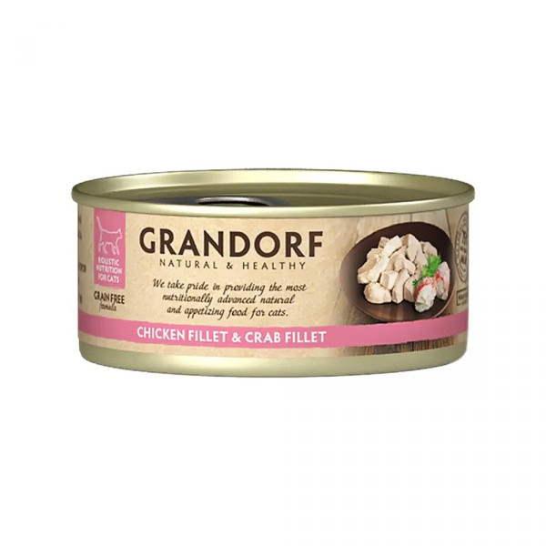 Grandorf (Грандорф) Cat Grain Free Chicken Fillet & Crab Fillet Adult - Влажный беззерновой корм для взрослых котов с мясом курицы и краба 70 г