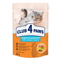 Club 4 Paws (Клуб 4 Лапы) Cat Premium Sensitive Digestion - Влажный корм для кошек для чувствительного пищеварения с курицей в соусе 80 г