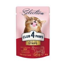 Club 4 Paws (Клуб 4 Лапи) Cat Premium Seleation Beef - Вологий корм для котів зі смужками яловичини в крем-супі з брокколі 85 г